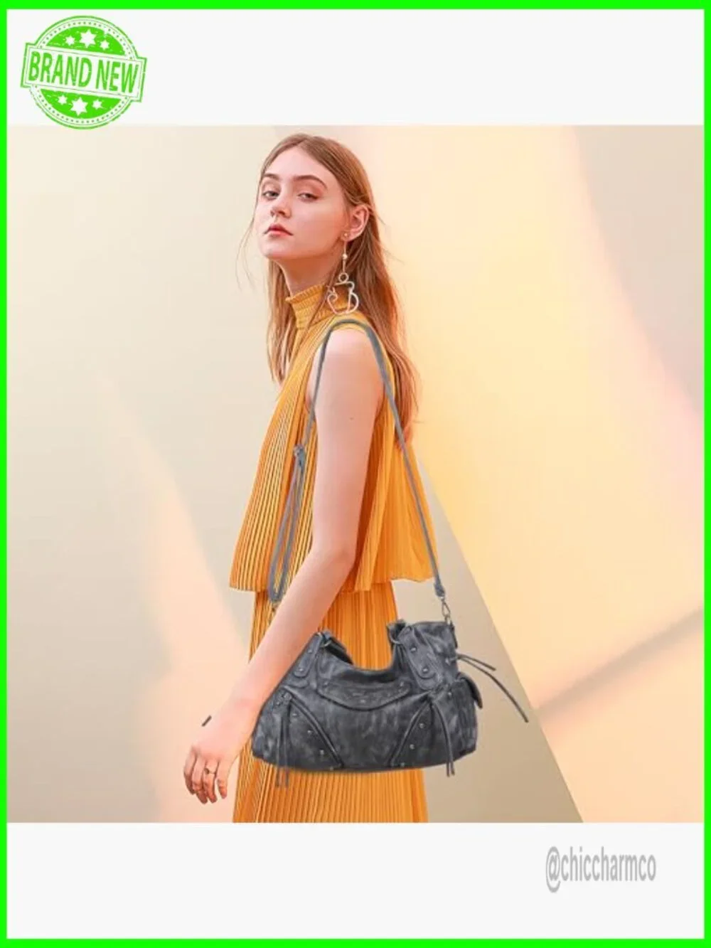 Large Retro Vegan Leather Hobo Bag with Crossbody Strap, Multiple Pockets